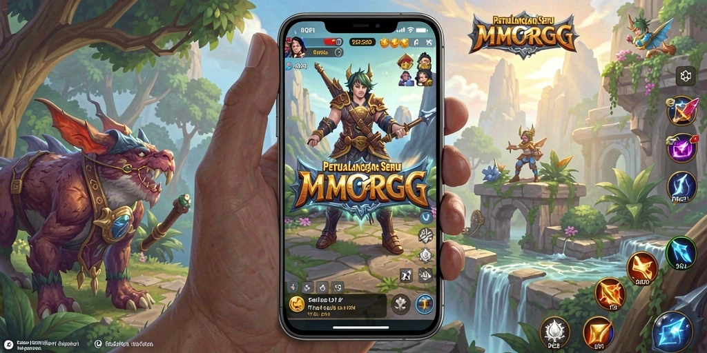 Screenshot utama 8QR menunjukkan aksi seru dalam dunia MMORPG.