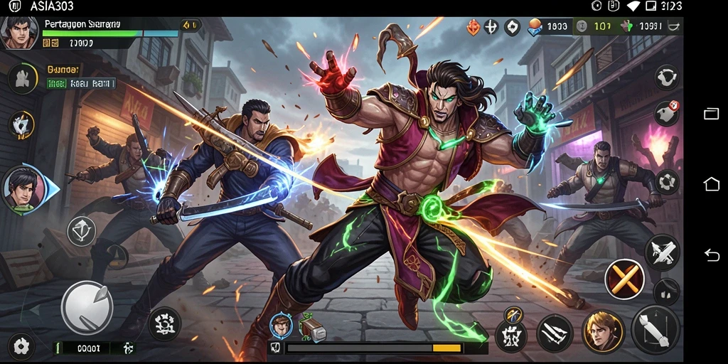 Gameplay seru dengan karakter bertarung di arena.