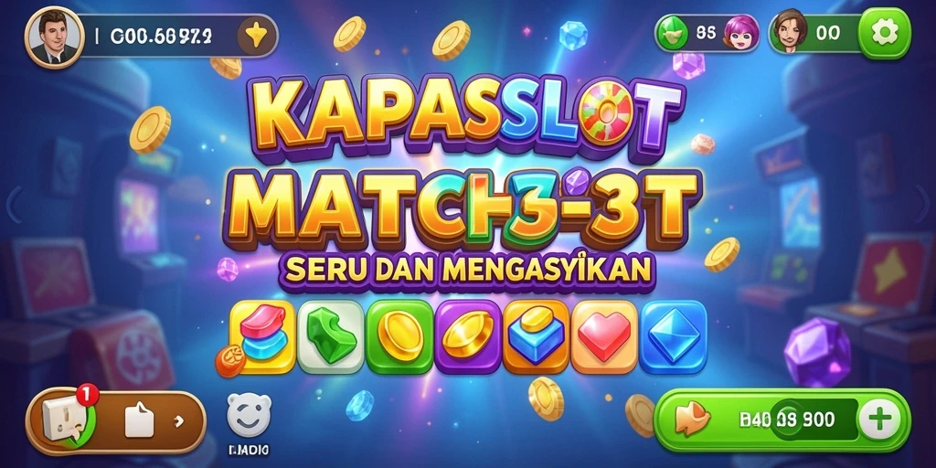 Tampilan gameplay KAPALSLOT yang seru dan penuh warna dalam Match-3.