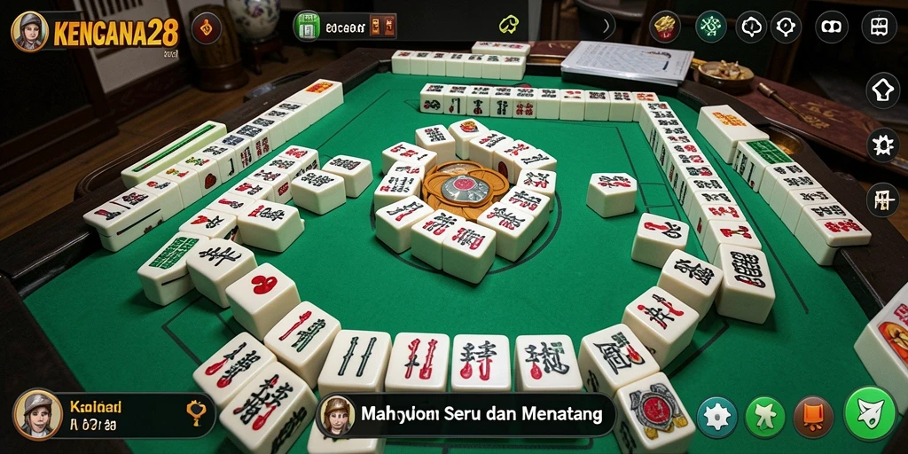 Tampilan gameplay Mahjong yang menyenangkan dan menantang di KENCANA28.