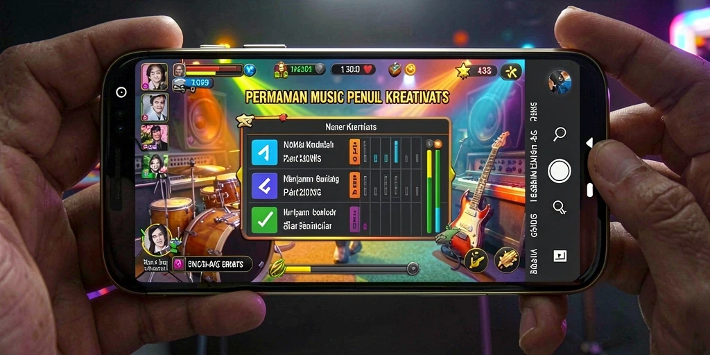 Tampilan gameplay N32 yang menarik dan interaktif dalam permainan musik.