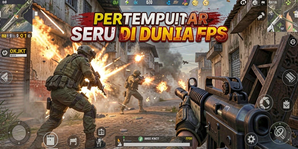 Gameplay intens di OKJKT menampilkan aksi tembak-menembak yang seru.