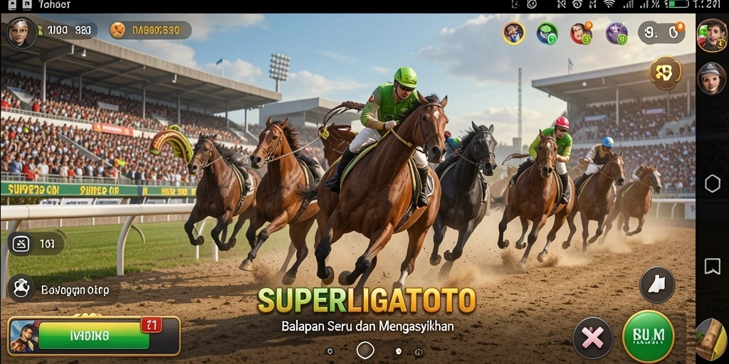Tampilan gameplay SUPERLIGATOTO yang menegangkan dan seru.