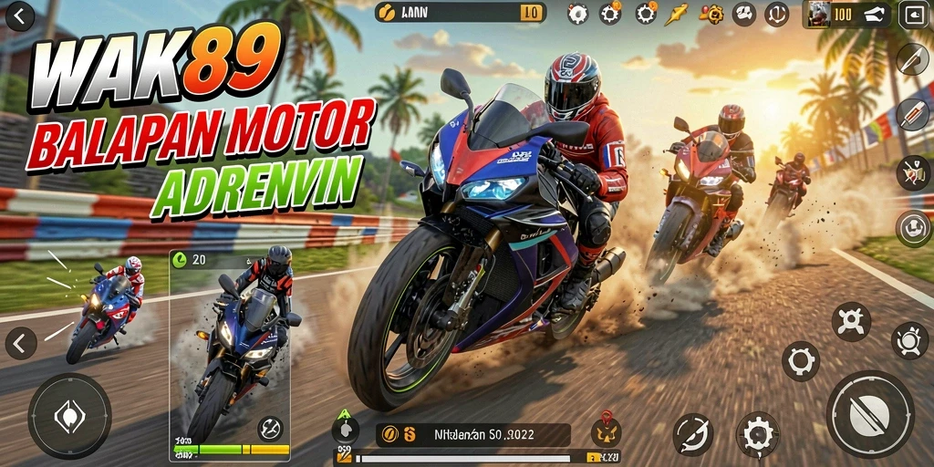 Tampilan aksi balapan motor yang seru di WAK89.