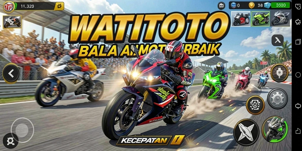 Gameplay mendebarkan dengan motor balap di lintasan yang menantang.